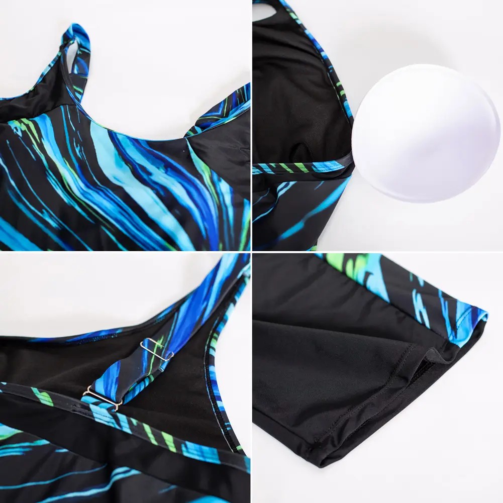 Two-Piece Swimsuit Women's Sun Protection Knee-Length Swim Shorts Tummy Control Outdoor Swimsuit Tankinis Set