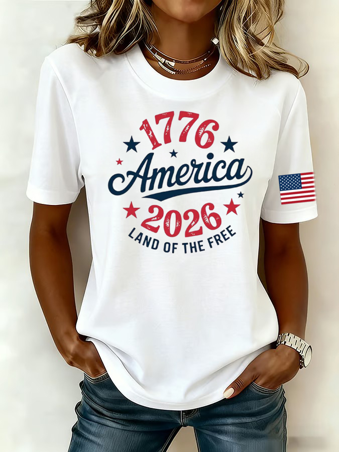 Women'S American Flag Printed Casual T-Shirt