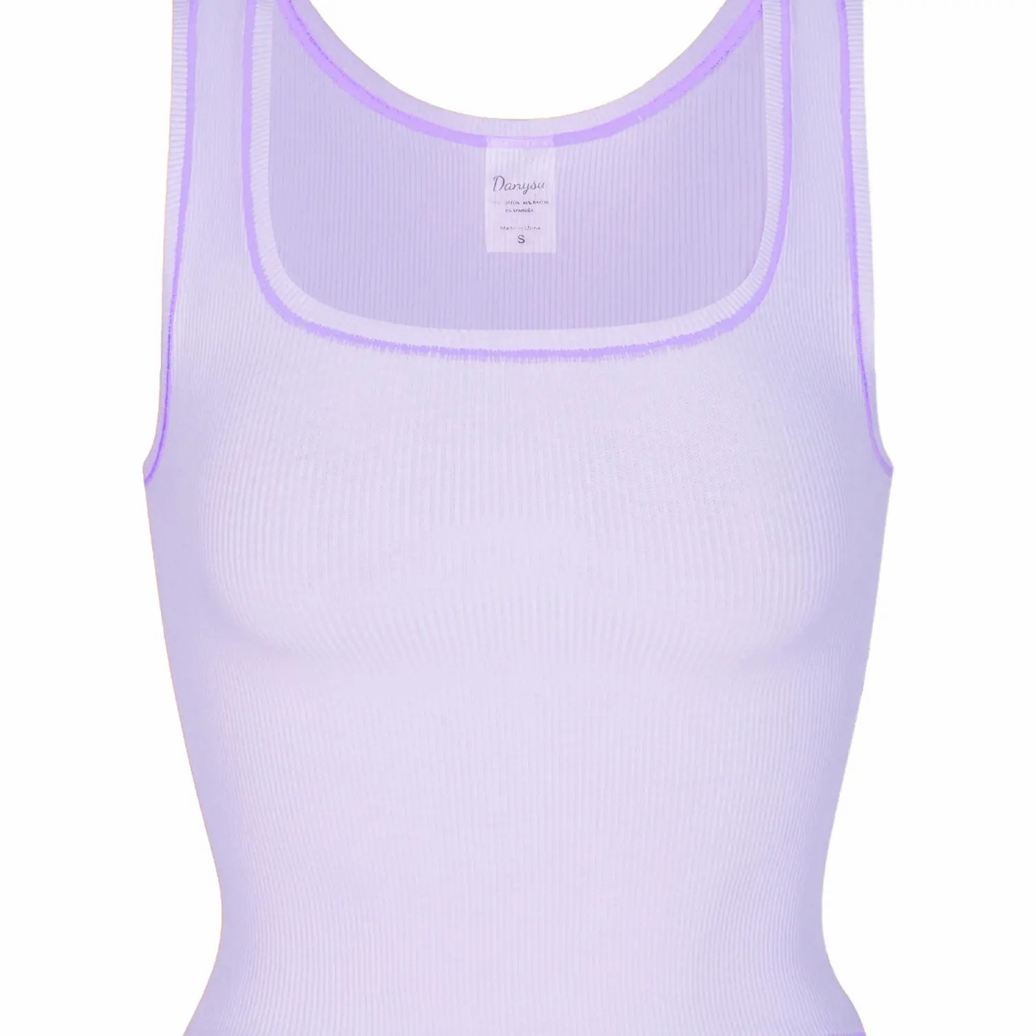 Women Rib Tank Top Padded Workout Top Square Neck Crop Tank Fitted Basic Cami Tops