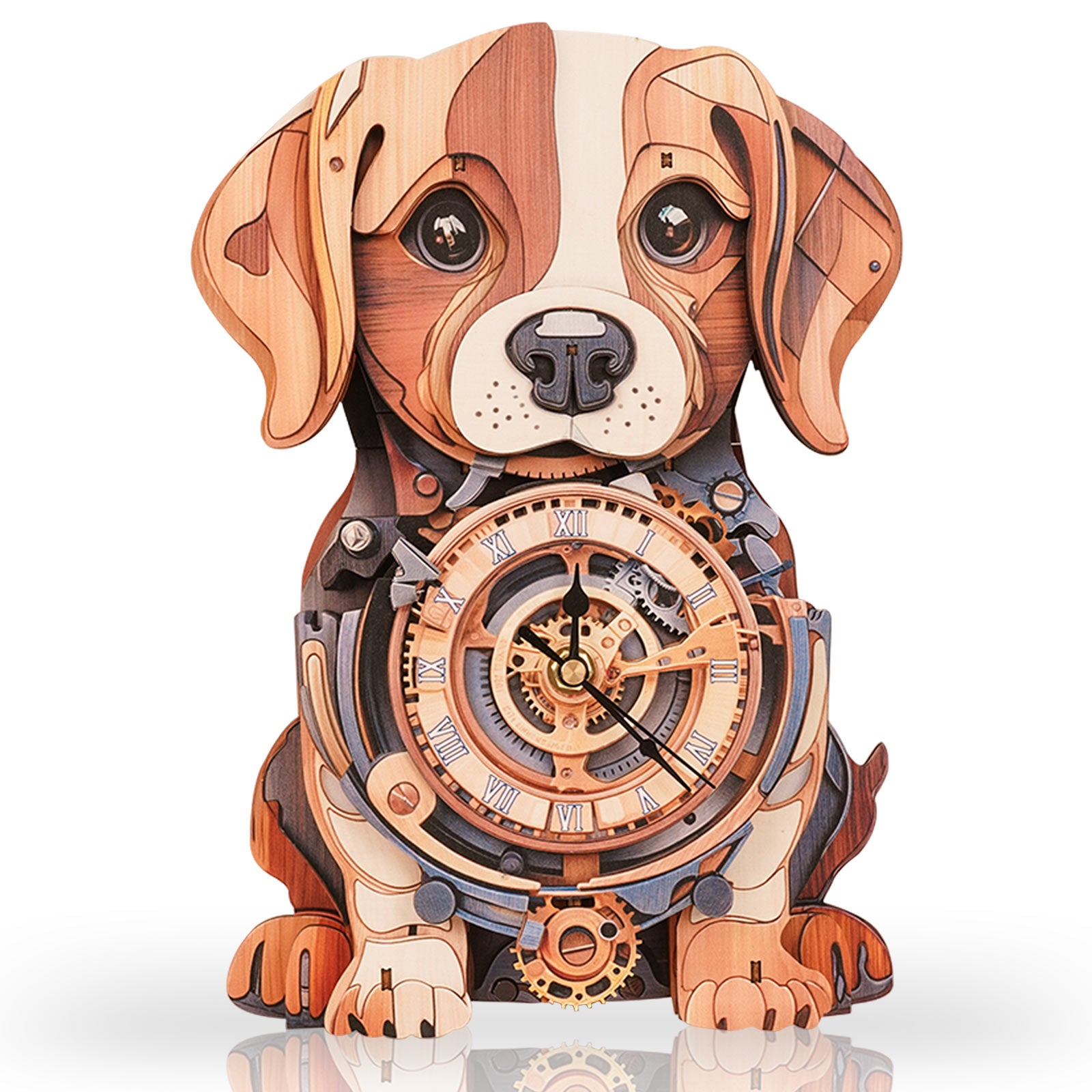 Cute Beagle DIY Wooden Clock , 3D Puzzle Craft Kit