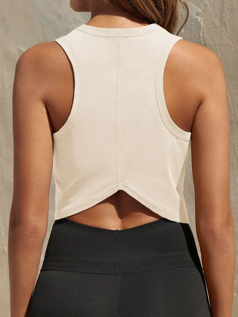 Women's Cropped Sports Tank Top — Racerback, Sleeveless, Crew Neck