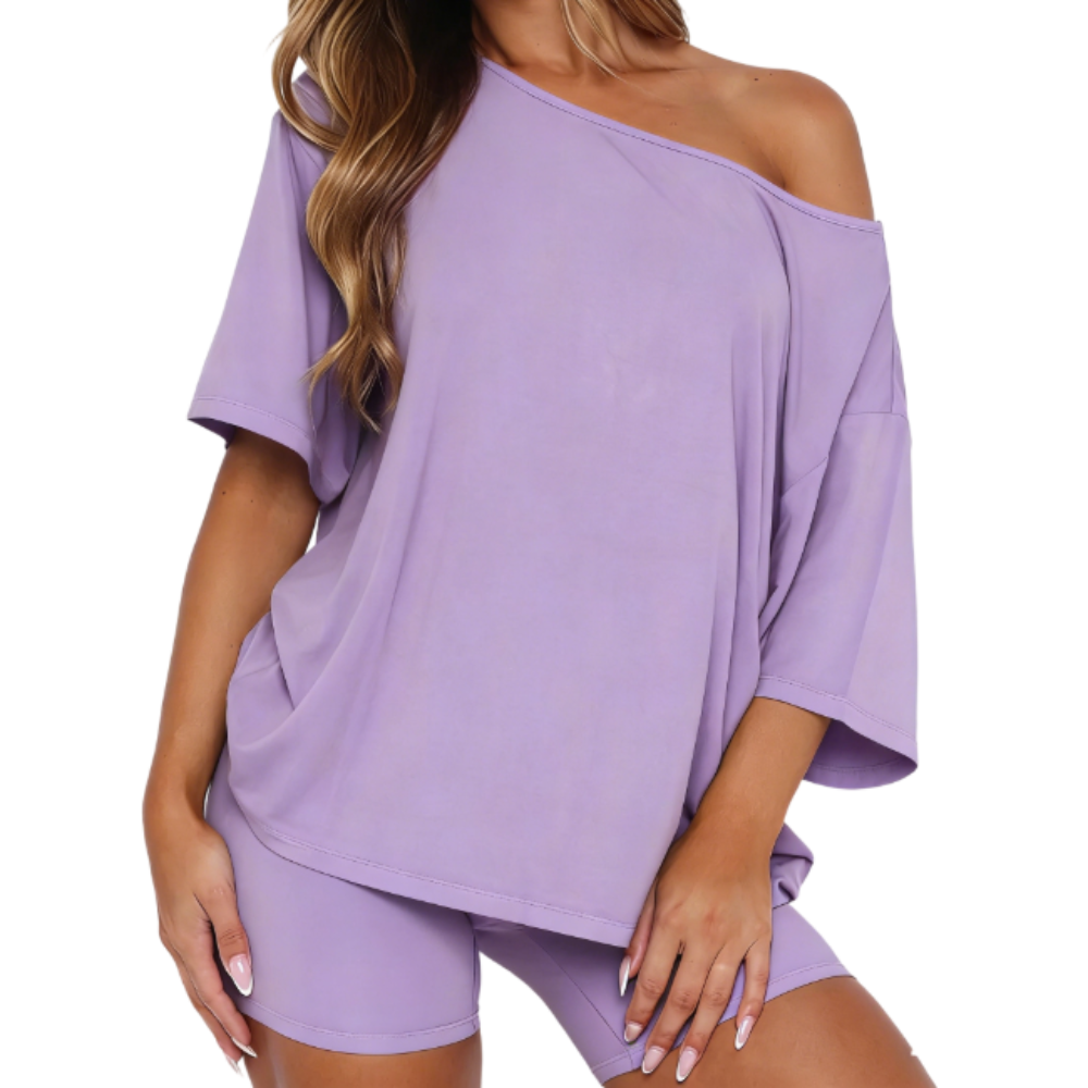 Women’s Casual Two Piece Lounge Set Off Shoulder Top