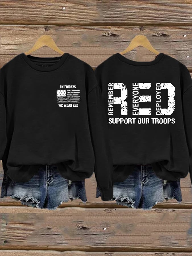 Women's Red Friday Print Casual Sweatshirt