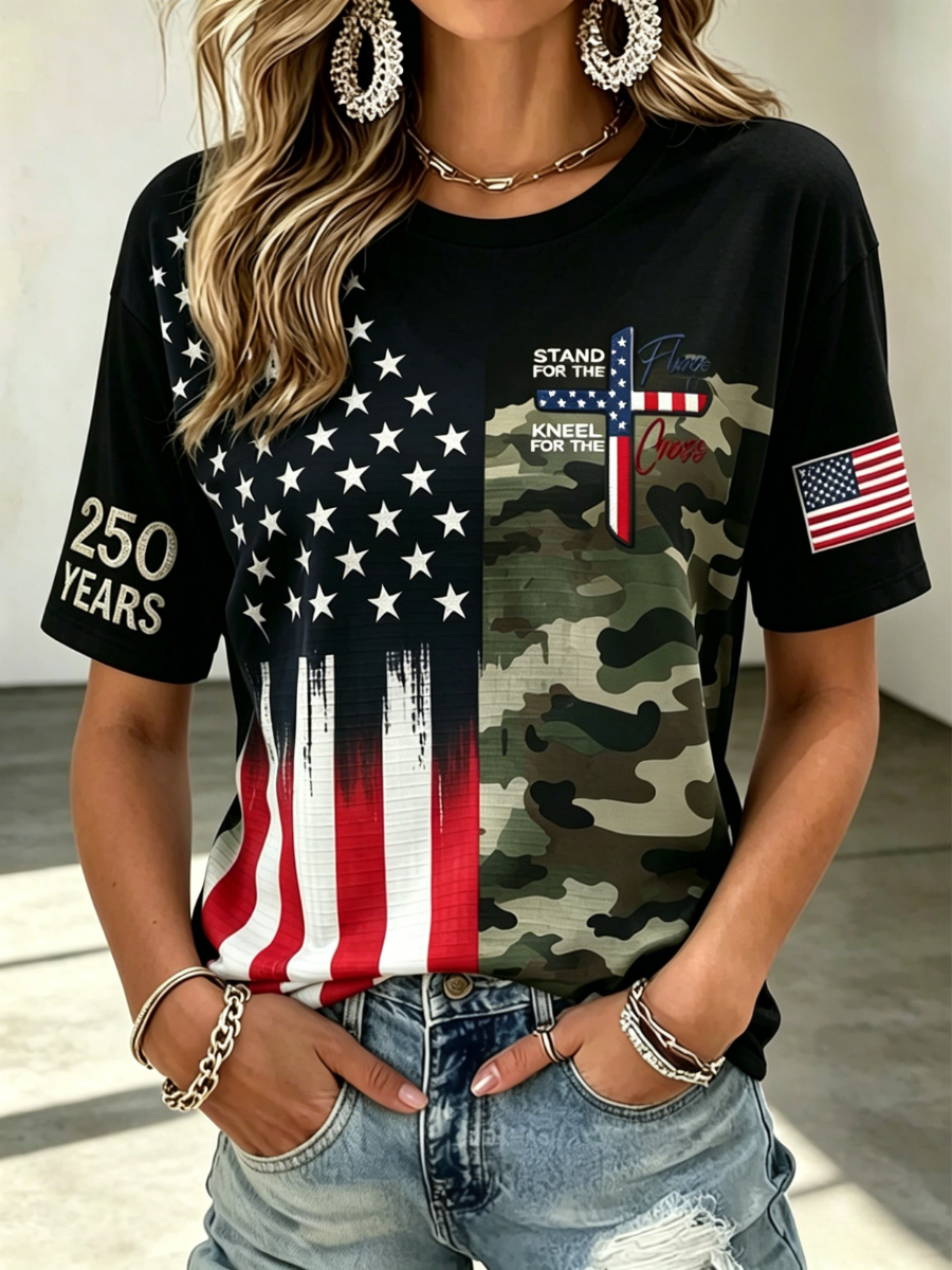 Women's USA 1776-2026 Print Casual T-Shirt