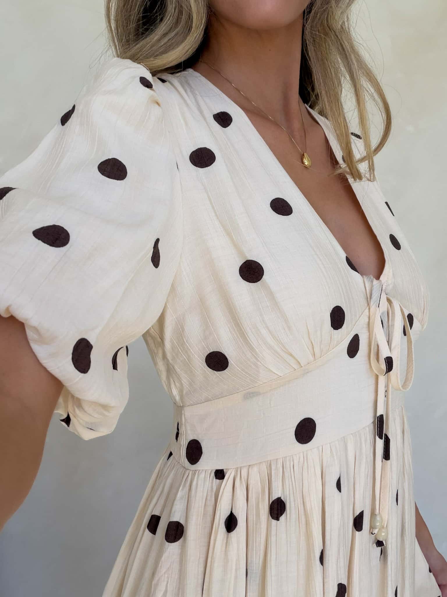 Bonnie Dress - Crème Cafe  Polka Dot