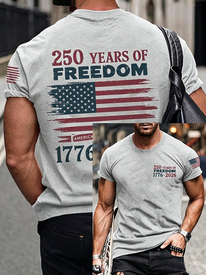 Men'S Casual American 1776-2026 Anniversary Printed Short Sleeved T-Shirt