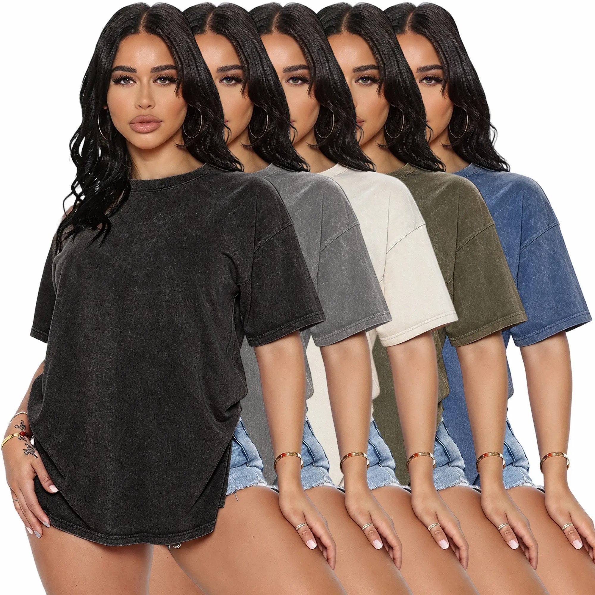 🌟 5-Pack Women's Vintage Cotton T-Shirts
