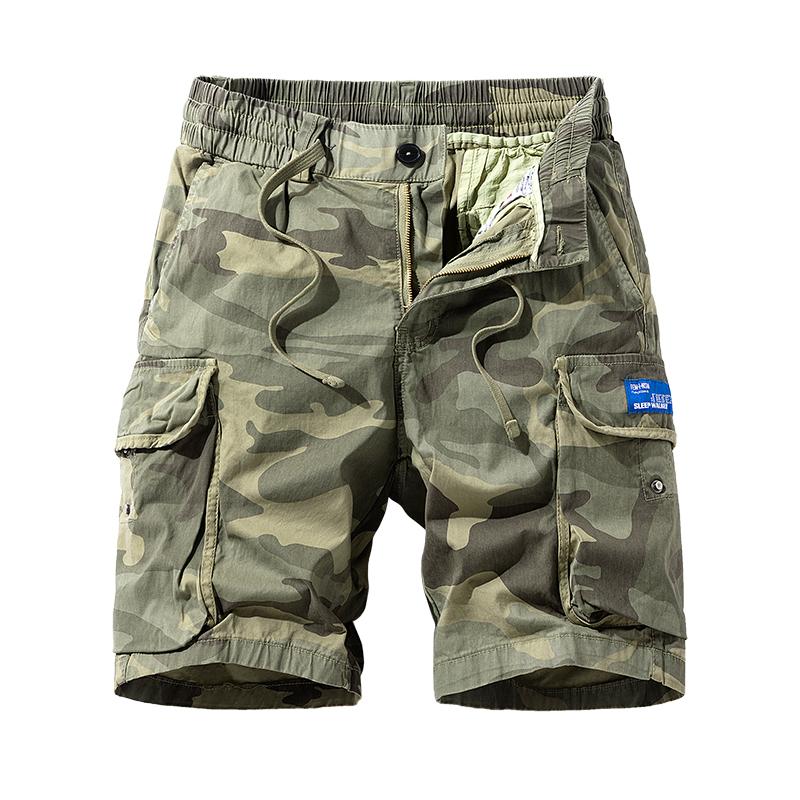 Men's Camouflage Cargo Shorts with Drawstring Elastic Waist