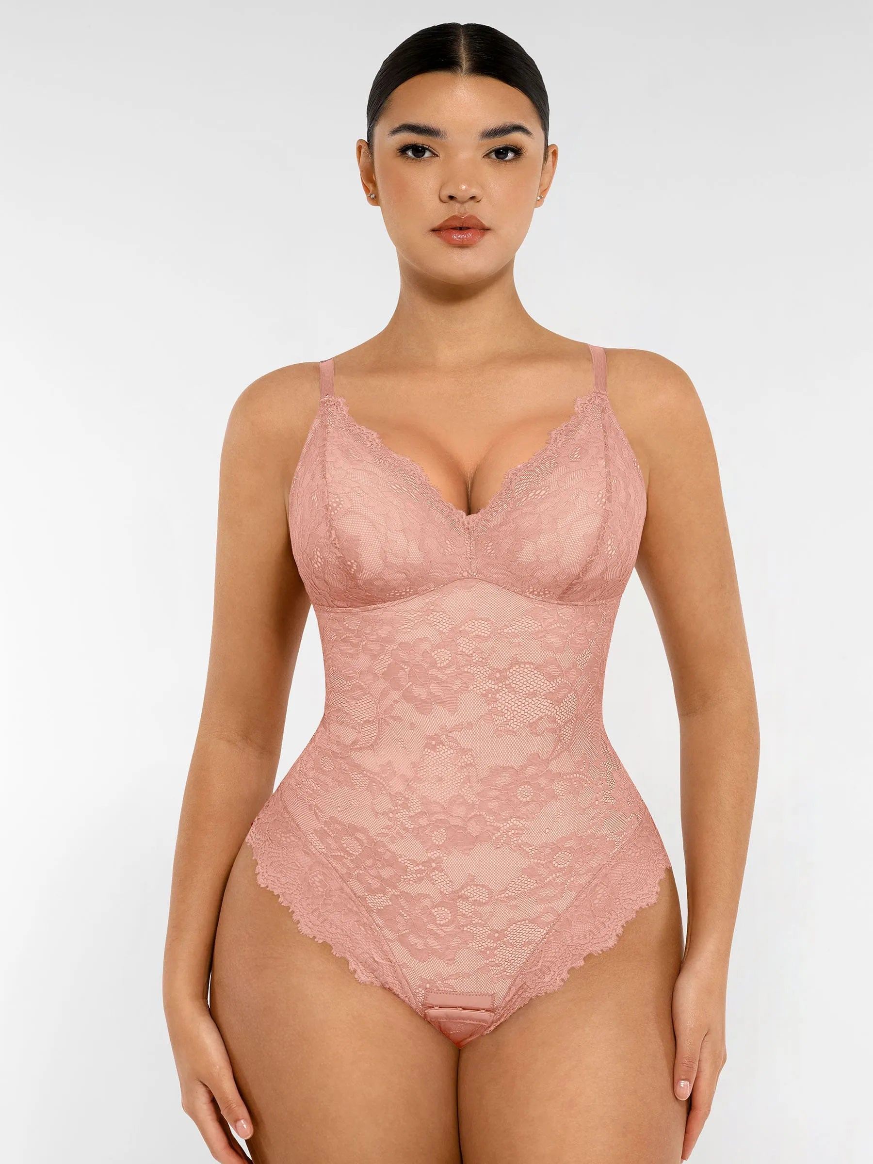Feelingirl Lace V Neck Full Bodysuit