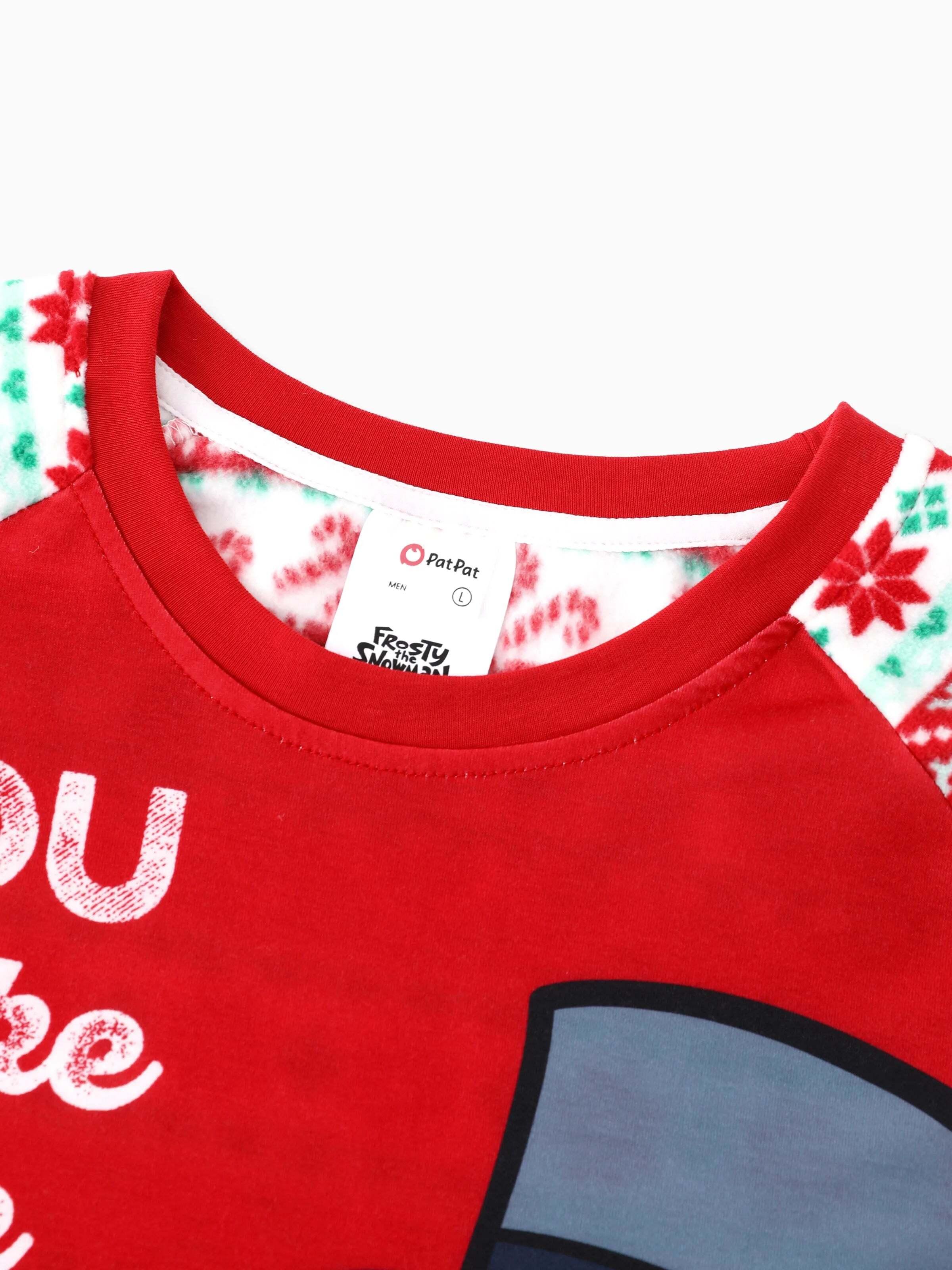 Frosty the Snowman Christmas Family Matching Fair Isle Pattern Polar Fleece Pajamas Set Red