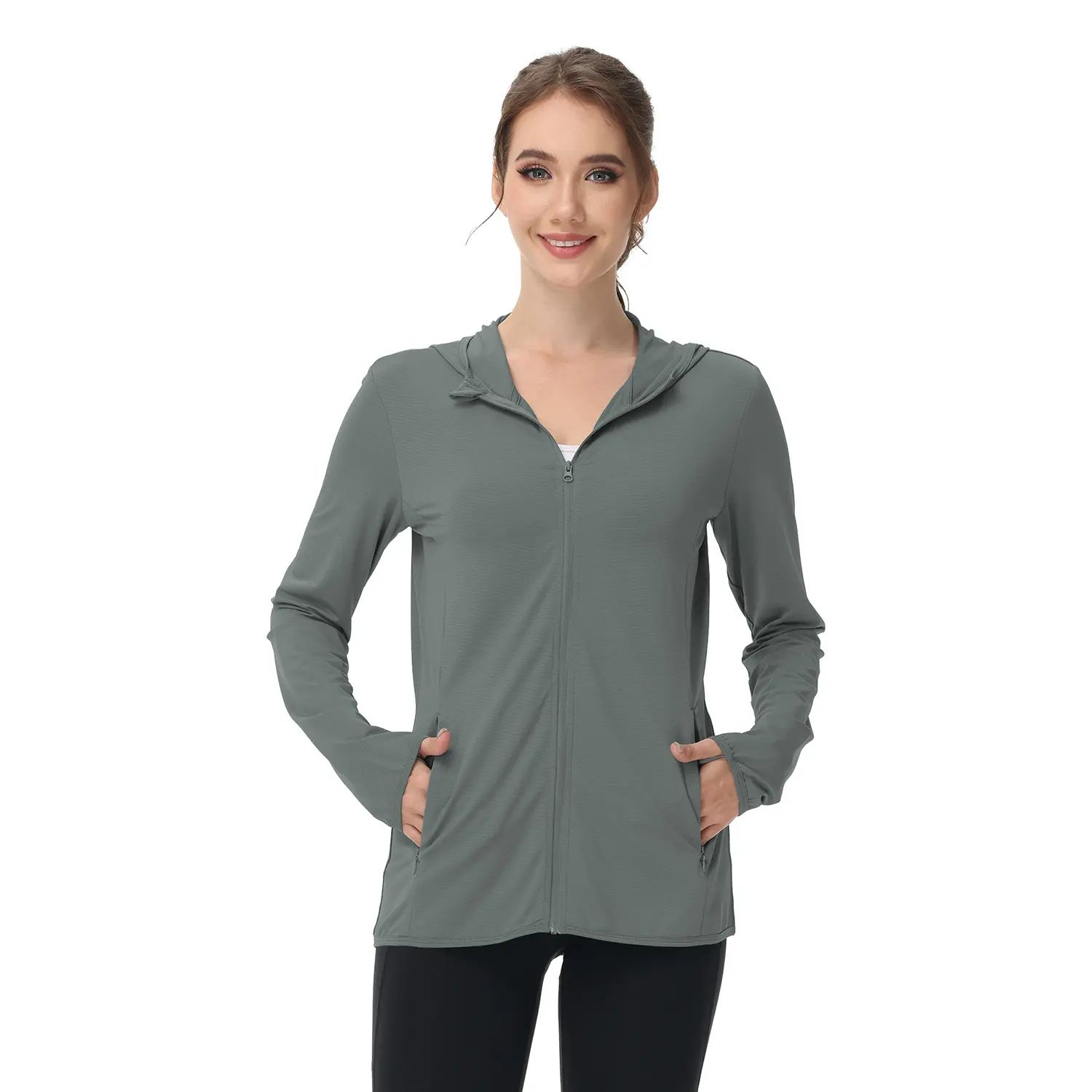 Women's Lightweight Long-Sleeved Sunscreen Hoodie Jacket - Full-Range Large Elastic