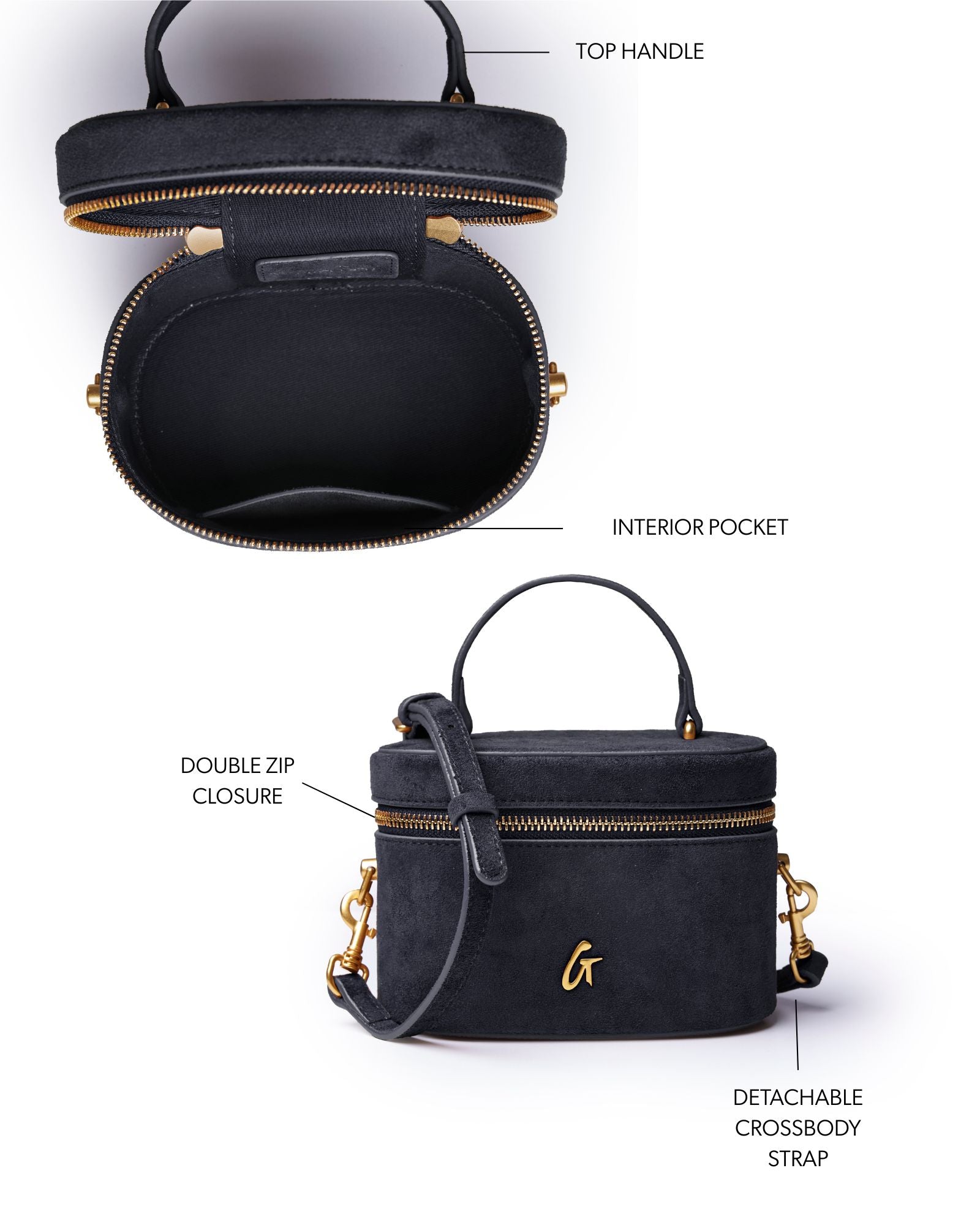 MINI SUEDE VANITY BAG - BLACK