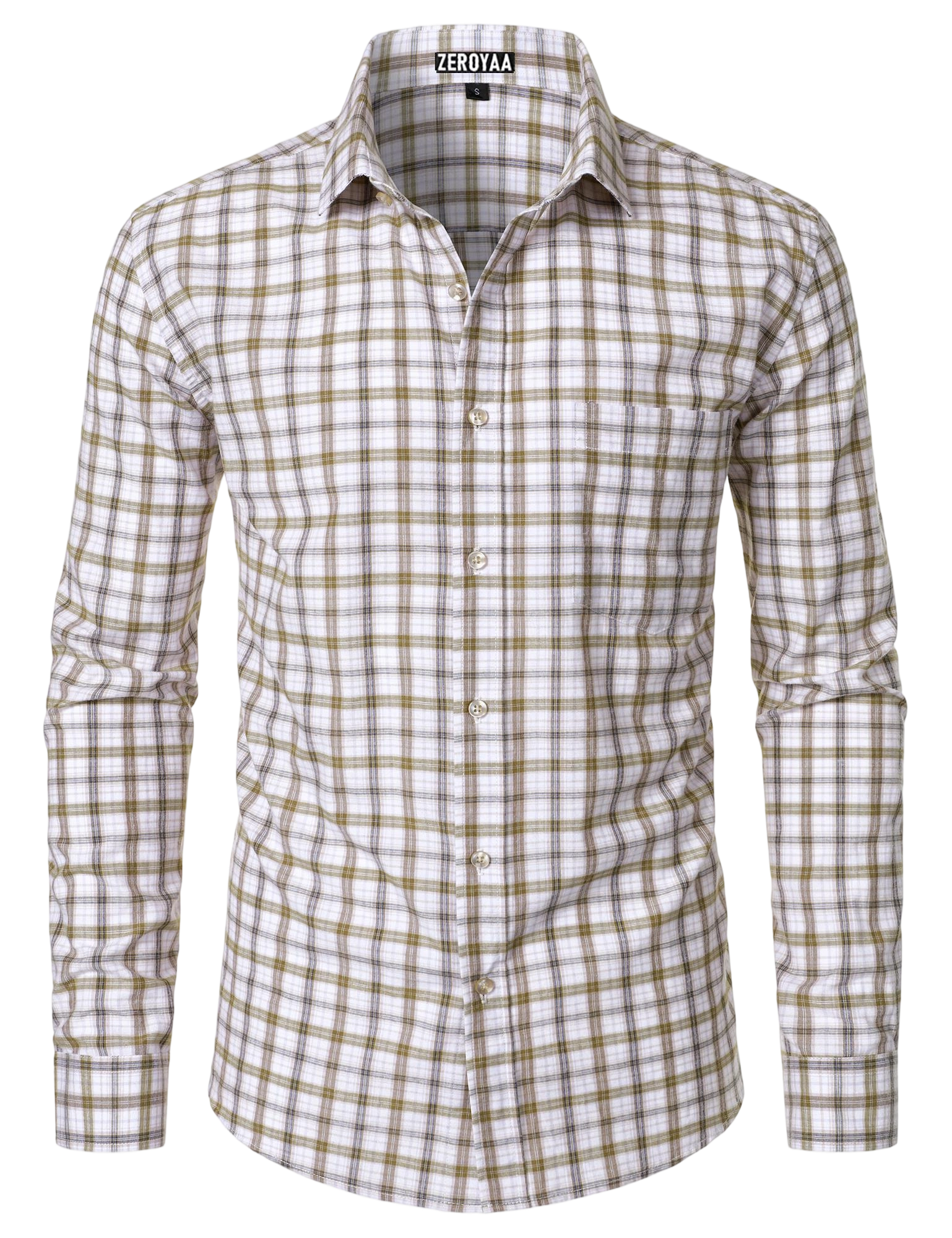 Men's Plaid Long Sleeve Dress Shirt Formal Gingham Slim Fit Button Down Shirts with Lightweight Casual Classic Birthday Fashion