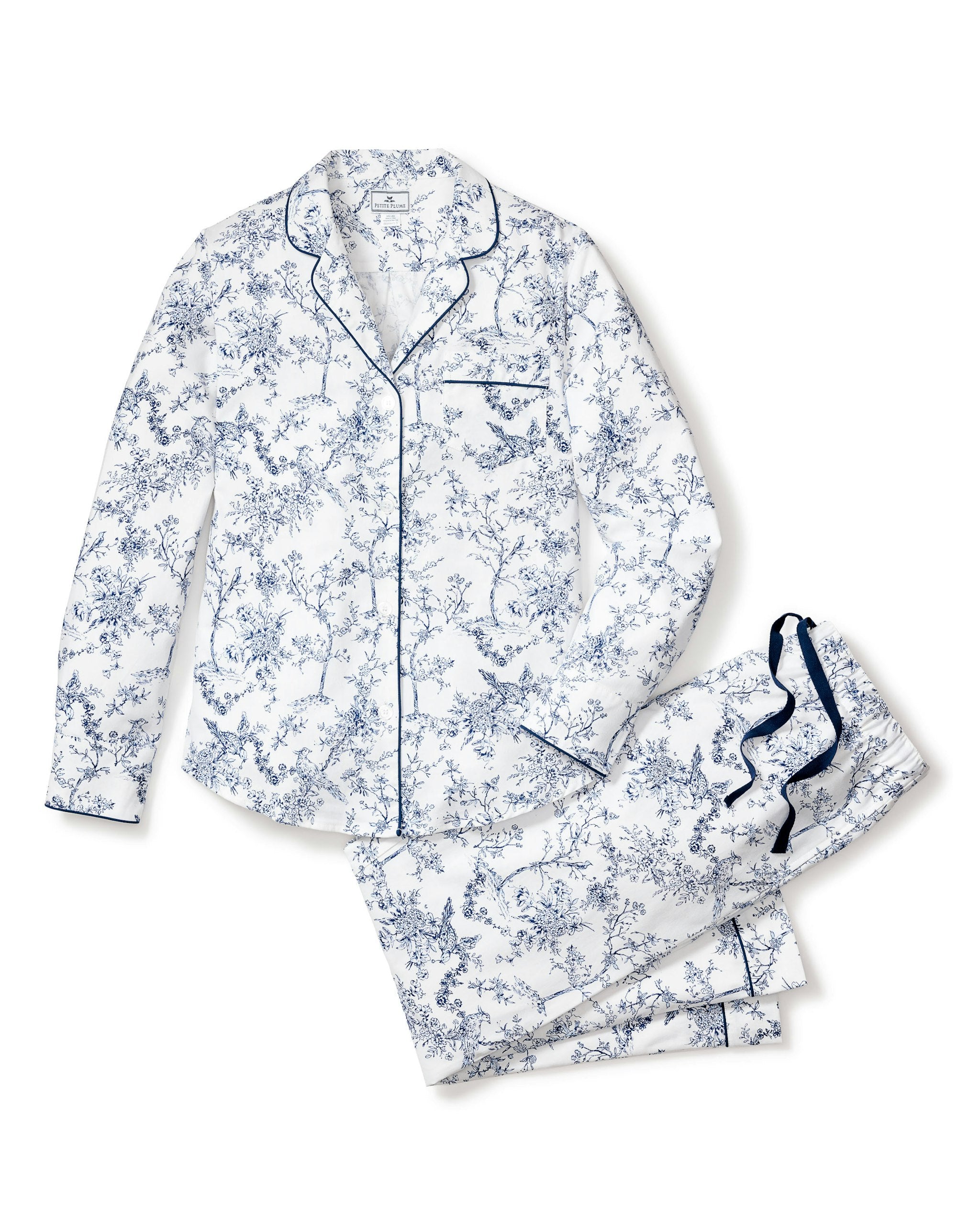 Women's Twill Pajama Set in Timeless Toile