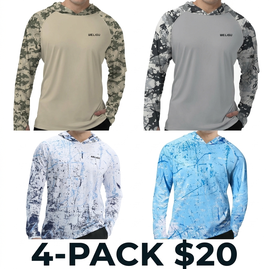 Men's UPF 50+ Sun Protection Hoodie Shirt Long Sleeve SPF Fishing Outdoor UV Hiking Lightweight Shirts