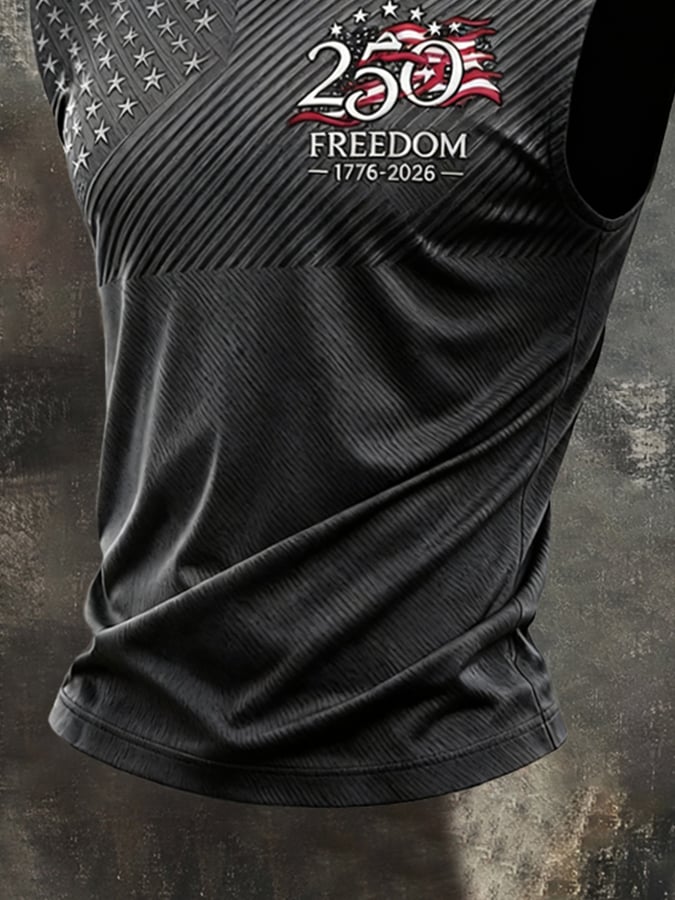 Men's Retro Independence Day Patriot Crew Neck Tank Top