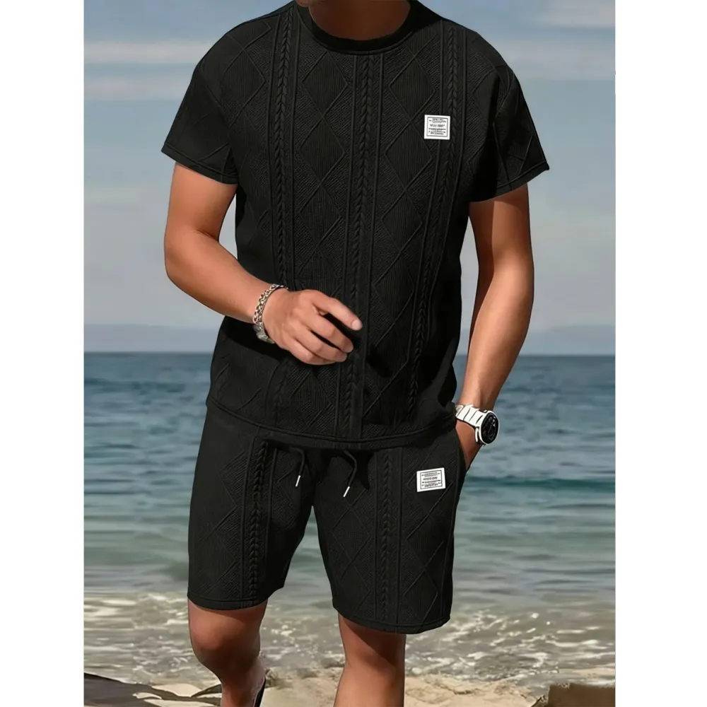 Men's Casual Sports Suit 2-Piece texture Set