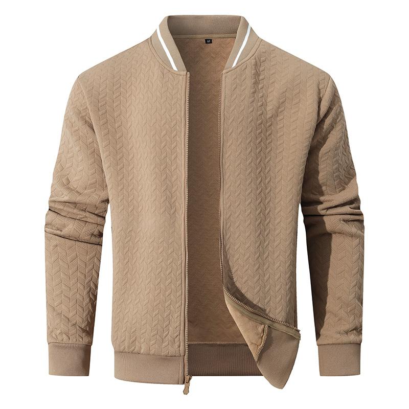 Men's Lightweight Varsity Bomber Jacket - Zip-Up Stand Collar