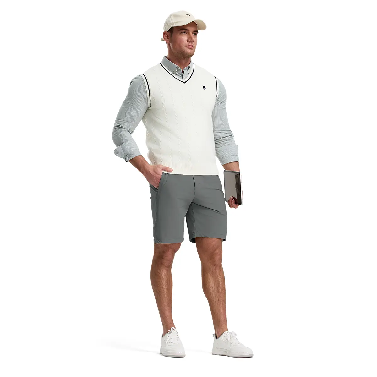 Men's 4-Way Stretch Shorts Quick Dry Casual Work Golf Pants Lightweight Breathable Zip Pockets Pants Summer Outdoor Bottoms