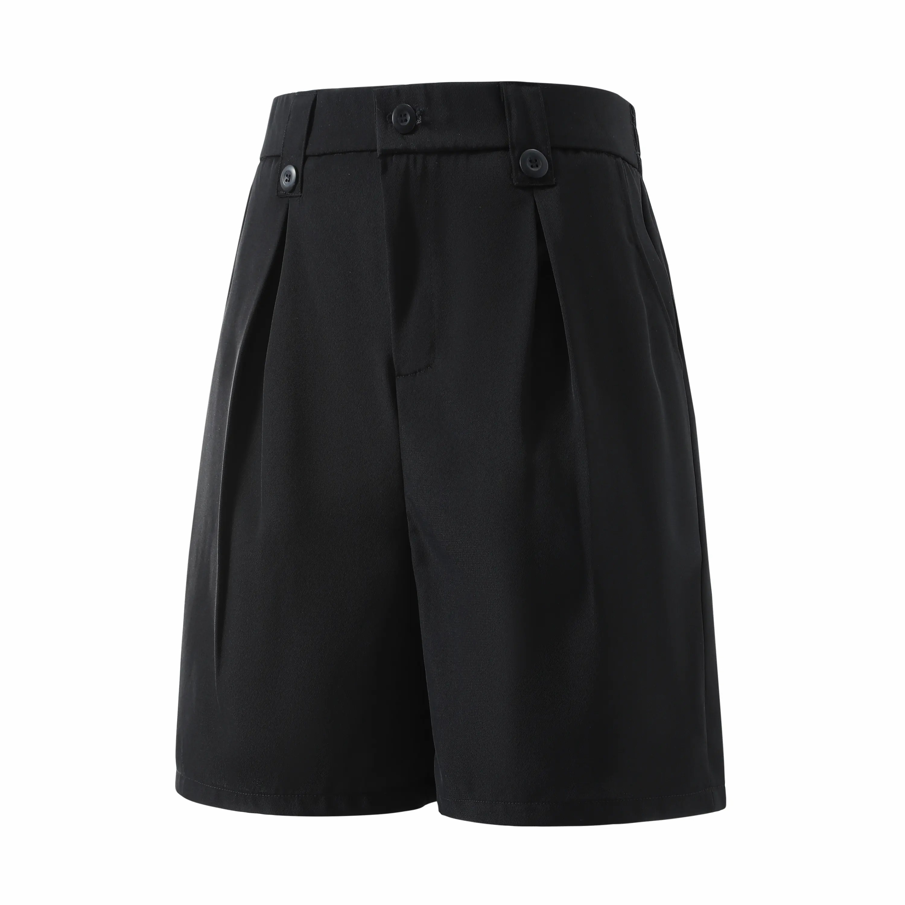 Men's High Waisted Pleated Dress Shorts – Black Suit Shorts for Casual & Formal Summer Wear