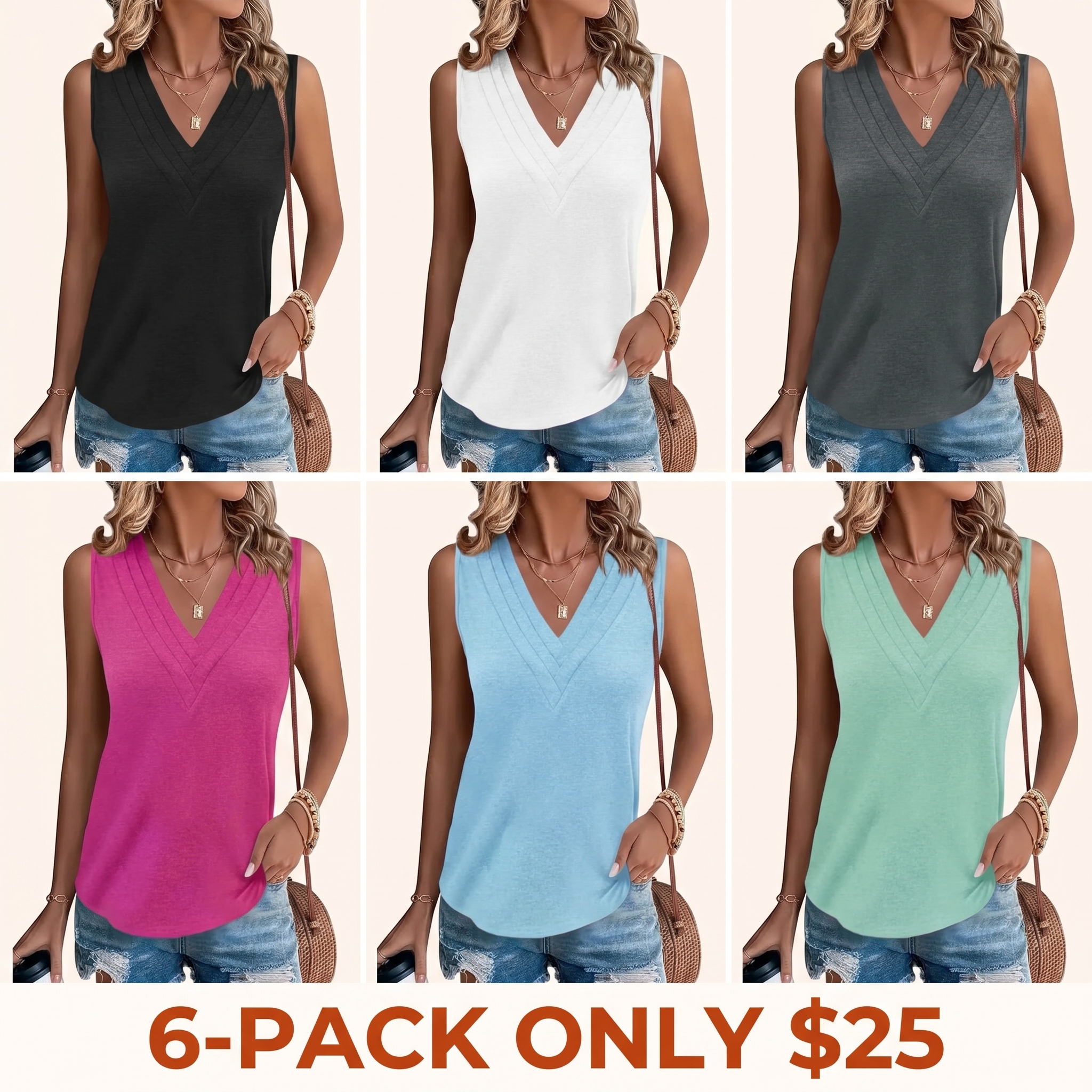 Women's V-Neck Vest — Elegant & Casual Summer Style, Loose-Fit Sleeveless Top/Shirt