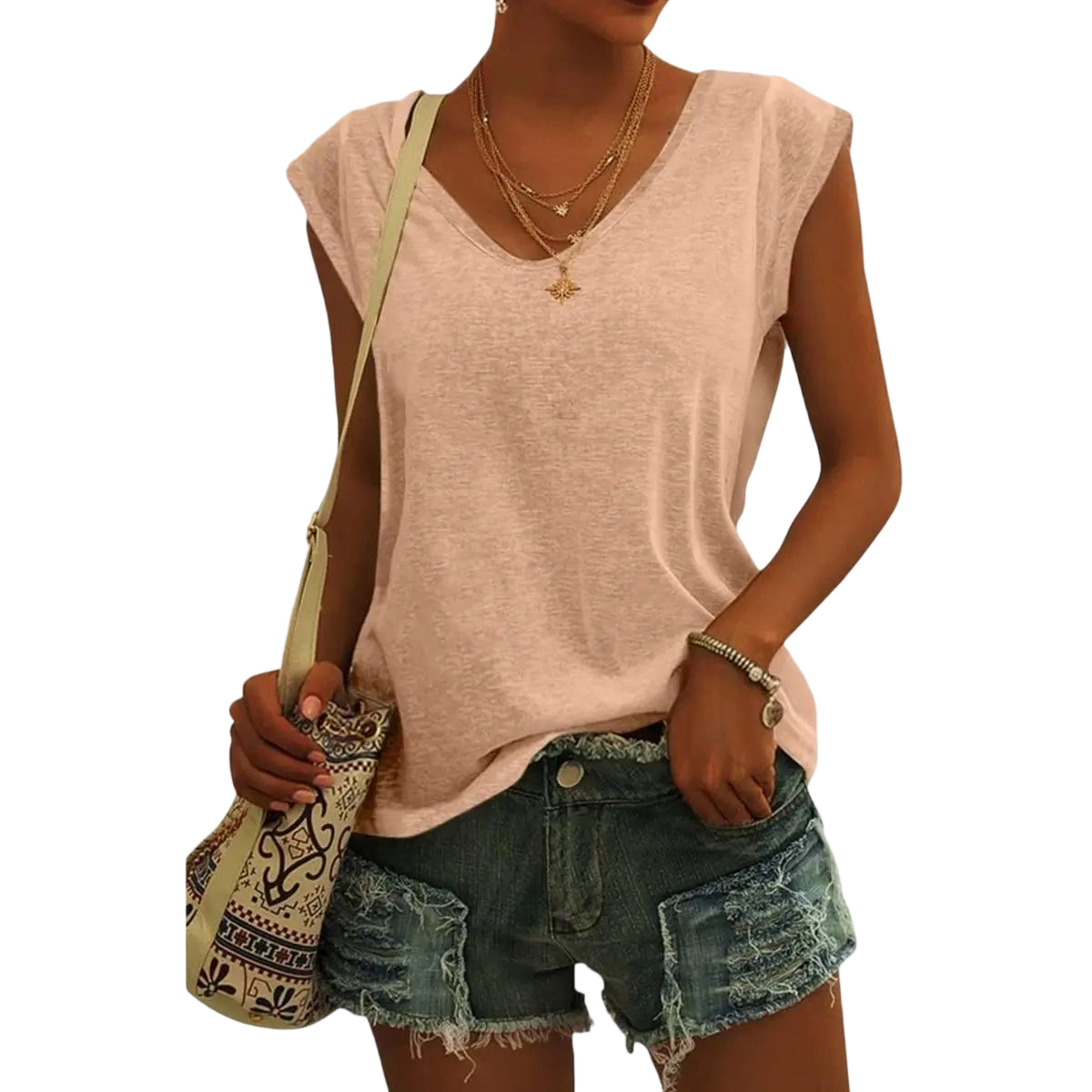 Womens Cap Sleeve Tops V Neck Loose Fit Tshirts Spring Summer Casual Basic Tees