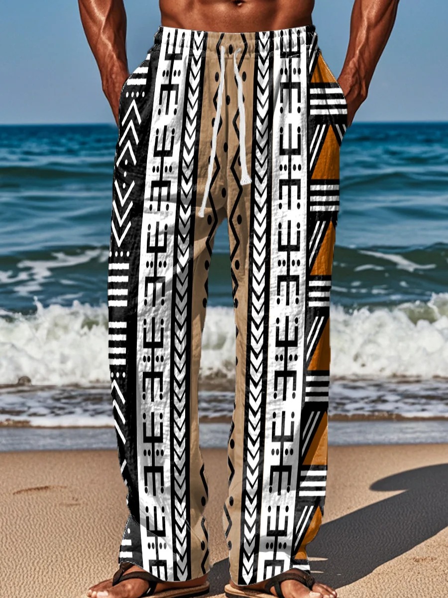 Africa Tribal Stripes Art Print Casual 100% Cotton Shirt