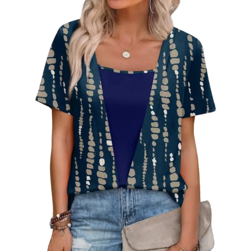 🔥8-PACK $24 - Women's 2-in-1 Short Sleeve Summer Casual Blouse