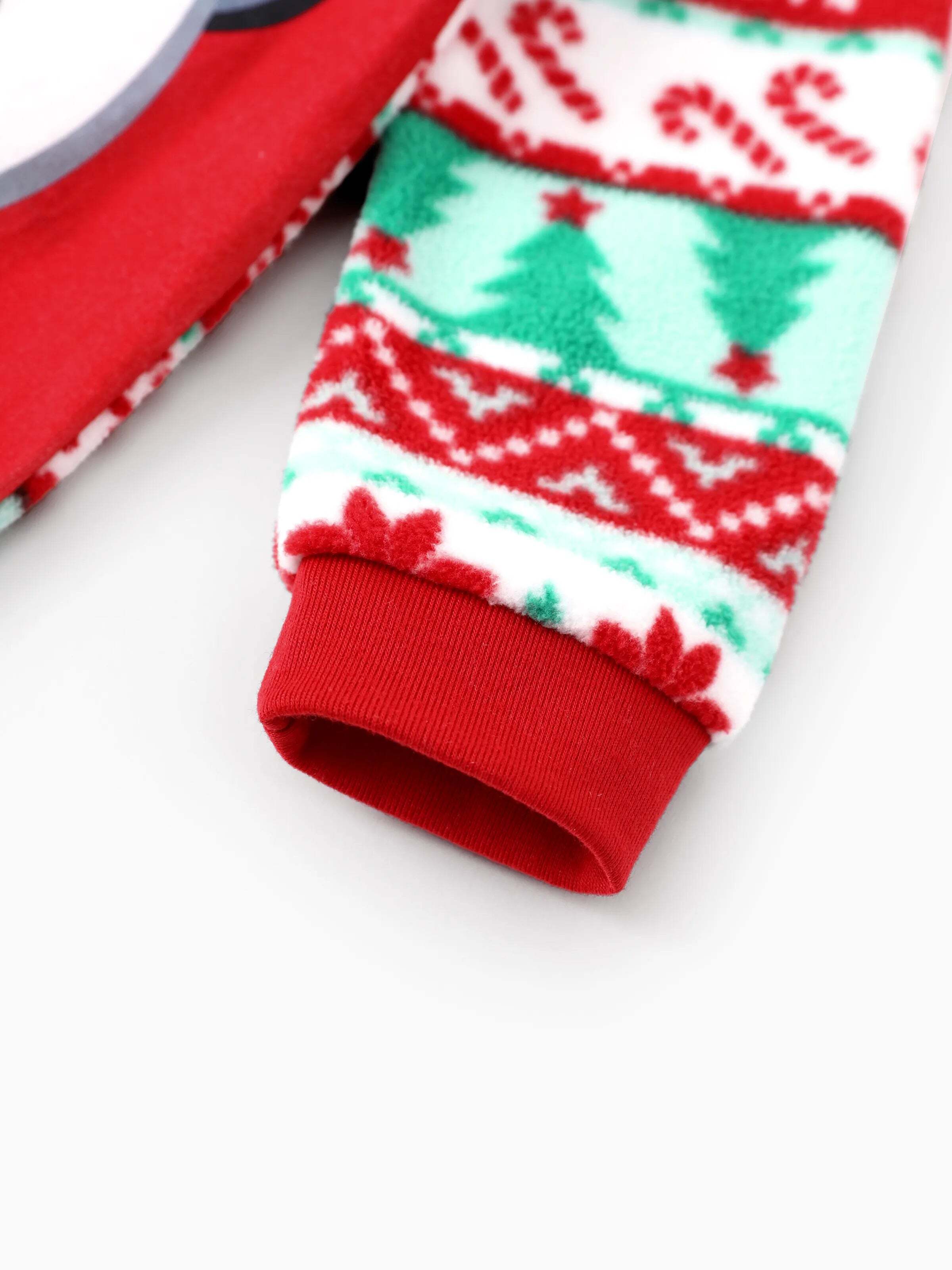 Frosty the Snowman Christmas Family Matching Fair Isle Pattern Polar Fleece Pajamas Set Red