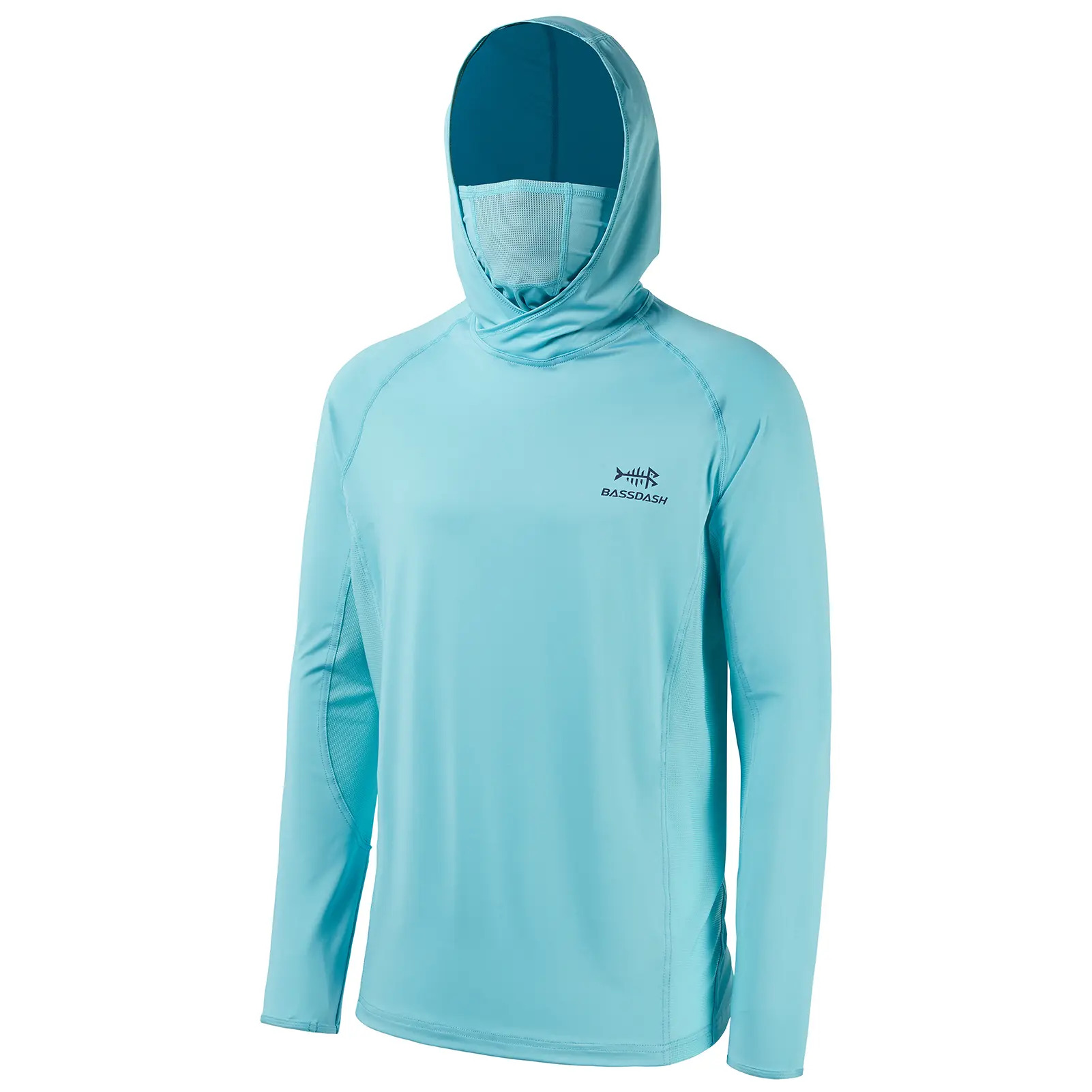 UPF 50+ Men’s Long Sleeve Fishing Shirt with Mask UV Neck Gaiter Hoodie