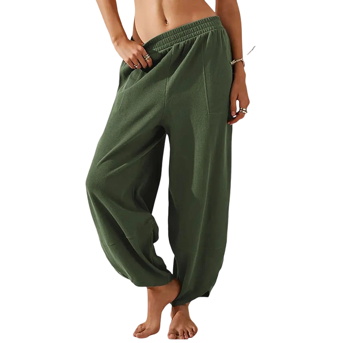 Women's Baggy Wide-Leg Pants - Casual, Elastic-Waisted, Bohemian Minimalist Basic Women's Clothes Bottom with Pockets,summerwins