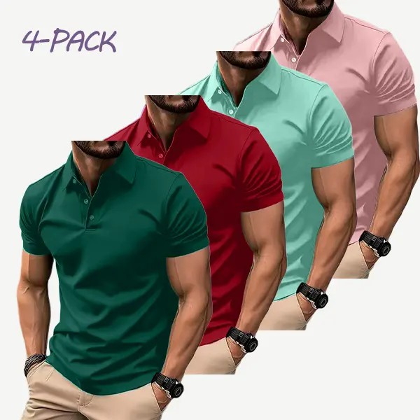 Men's 8-Pack Multicolor Polo Shirts – Slim Fit Short Sleeve Casual Business Wear