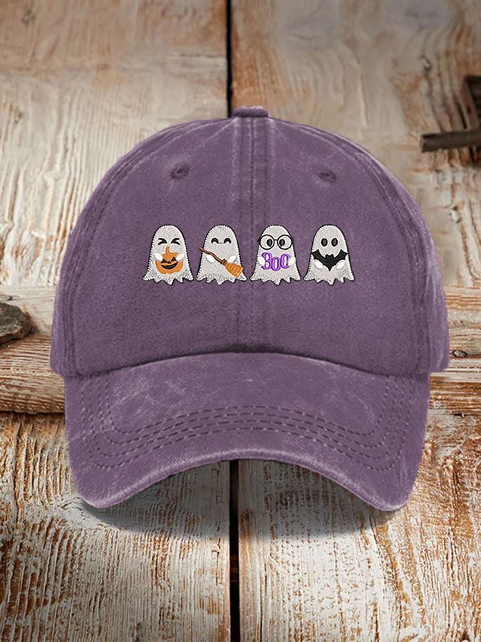 Unisex Halloween Boo Bat Broom Pumpkin Ghost Print Hat