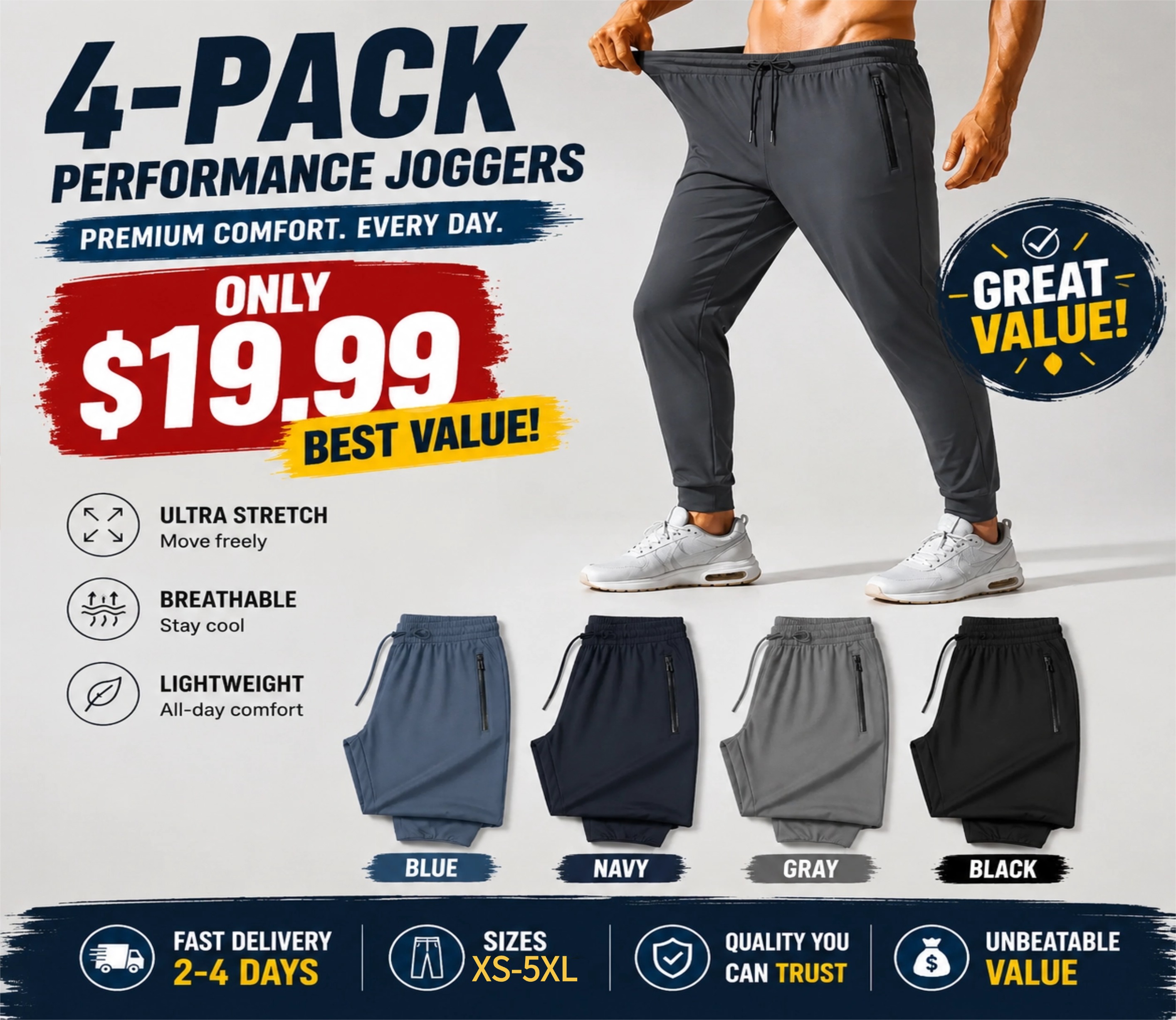 Men's Joggers (4-Pack / 8-Pack)