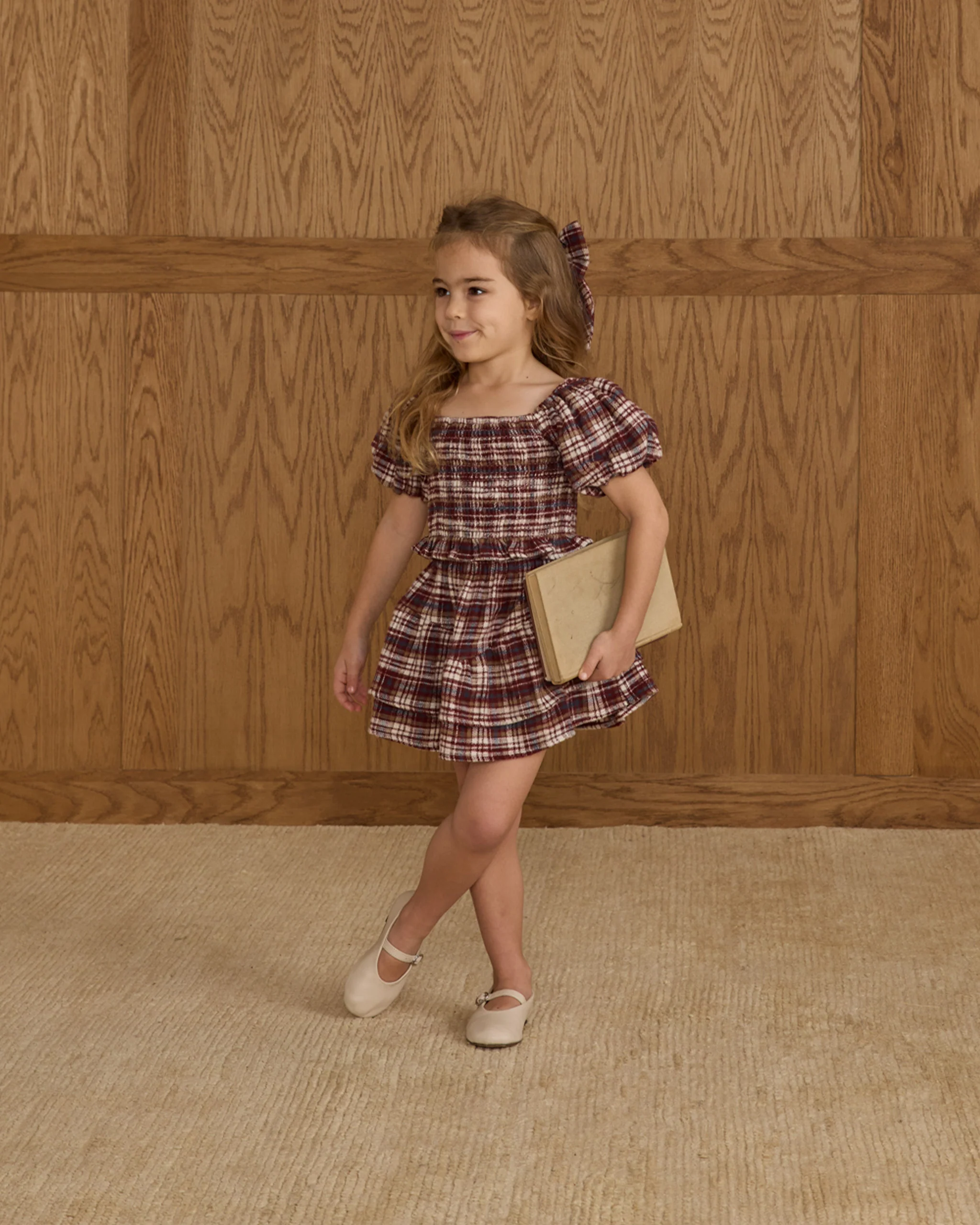 Tiered Mini Skirt || Burgundy Plaid