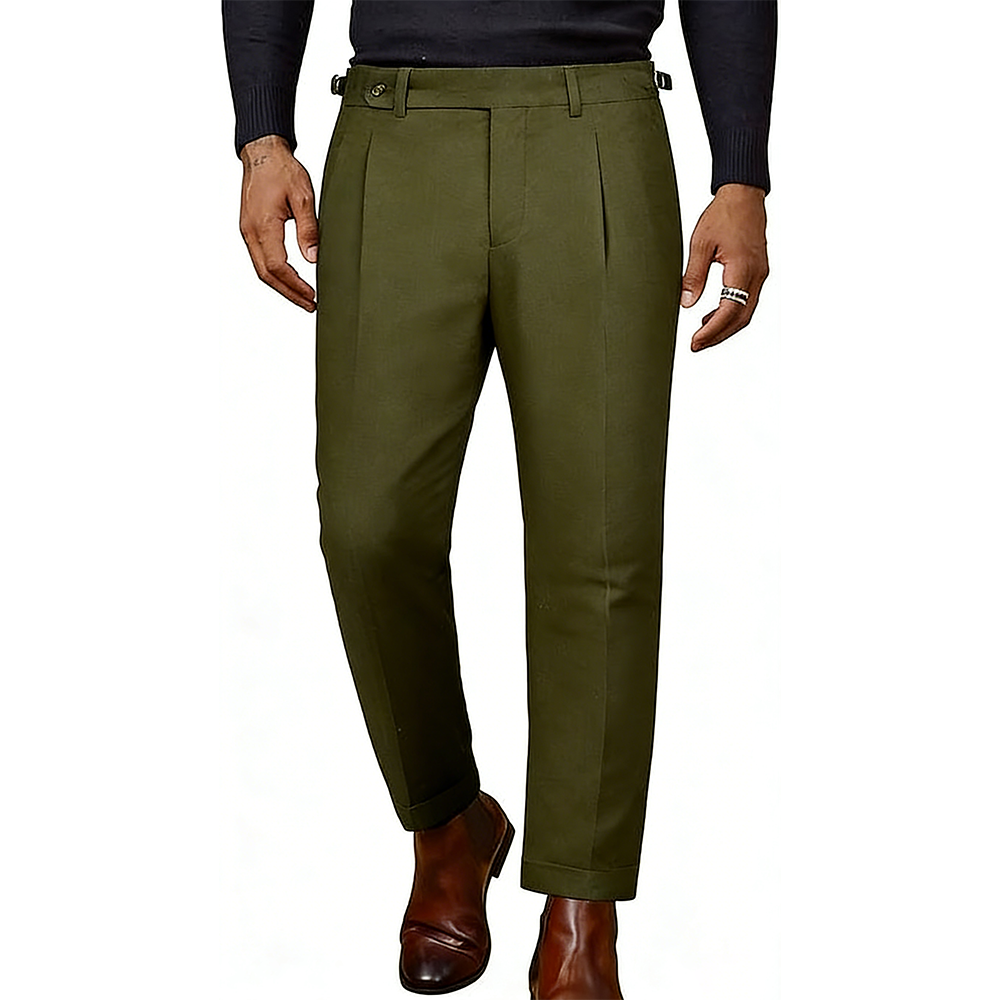 Men's Herringbone Tweed Wool-Blend Dress Pants