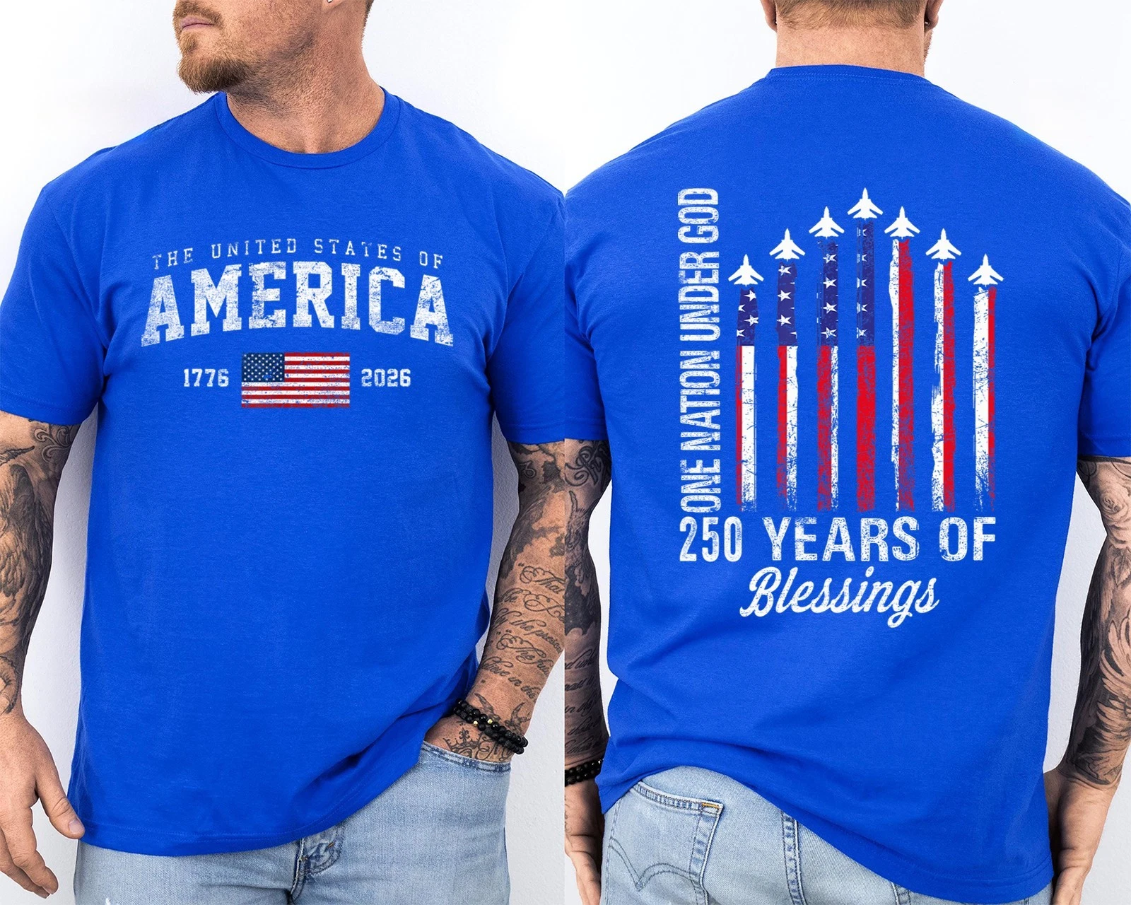 Men'S Casual American 1776-2026 Anniversary Printed Short Sleeved T-Shirt