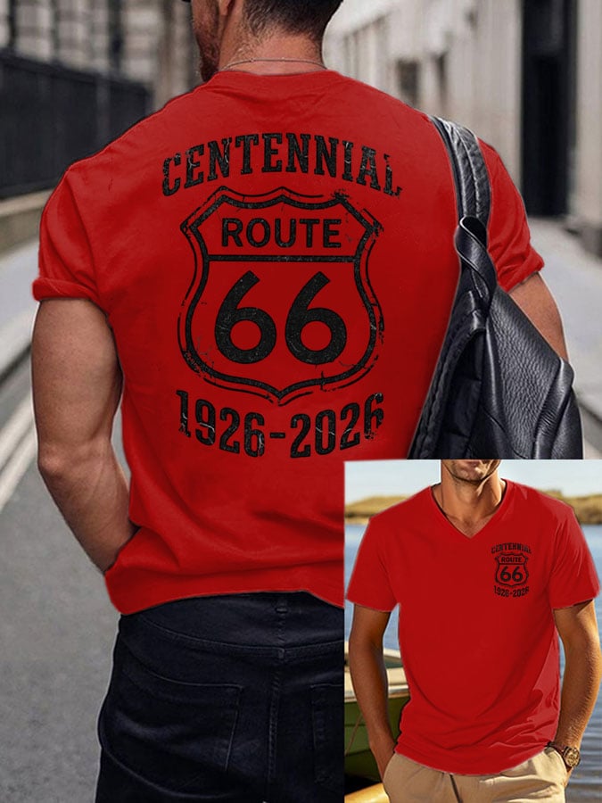 Men's 66 100th Anniversary Print Round Neck T-shirt