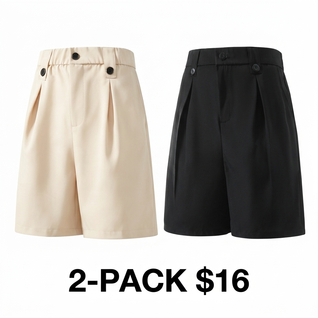 Men's High Waisted Pleated Dress Shorts – Black Suit Shorts for Casual & Formal Summer Wear