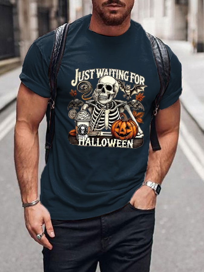 Men's I'm Waiting for Halloween Printed Short Sleeve T-shirt