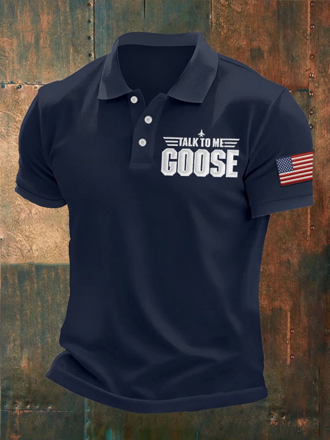 Men's Retro Talk To Me Goose Printed Polo Shirt