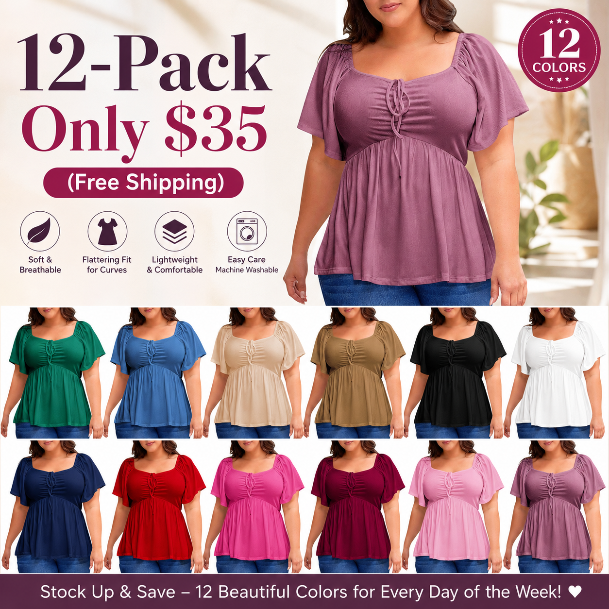 Plus-Size Sweetheart Peplum Top