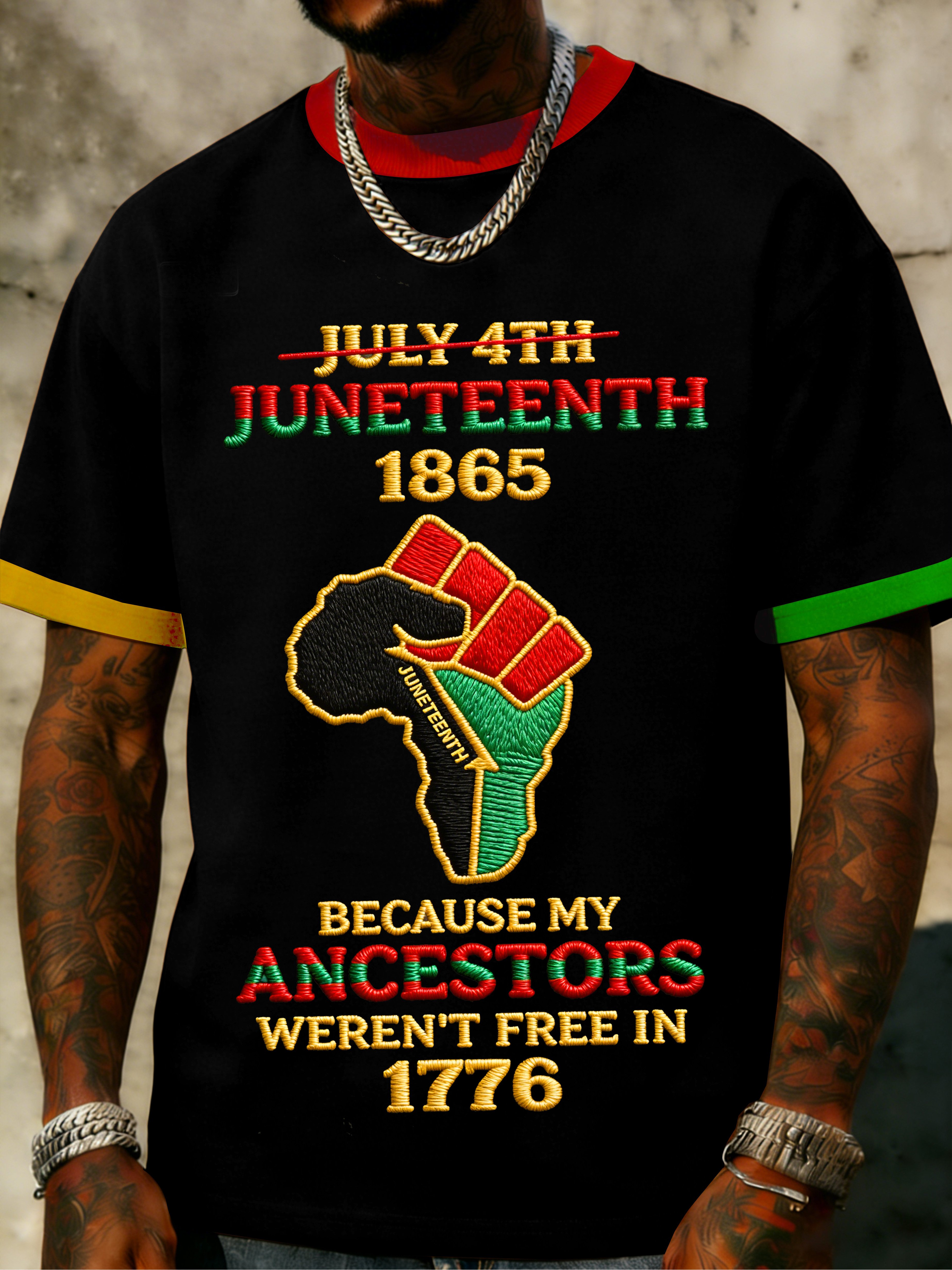 African-American Men's Juneteenth Print Crewneck Top
