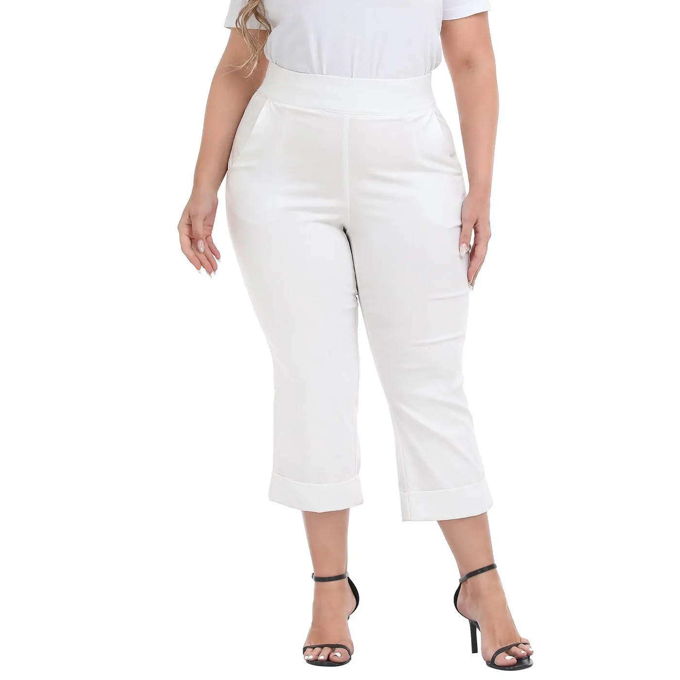 Women's Plus-Size Tie-Free Capri Pants