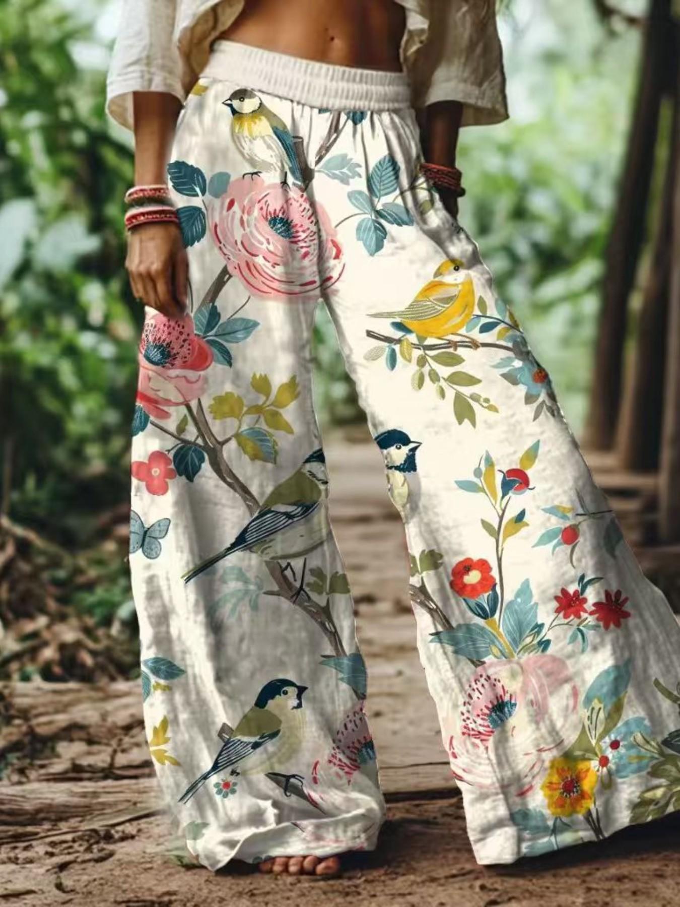 Women's Floral Casual Trousers — Comfortable, Breathable Fabric