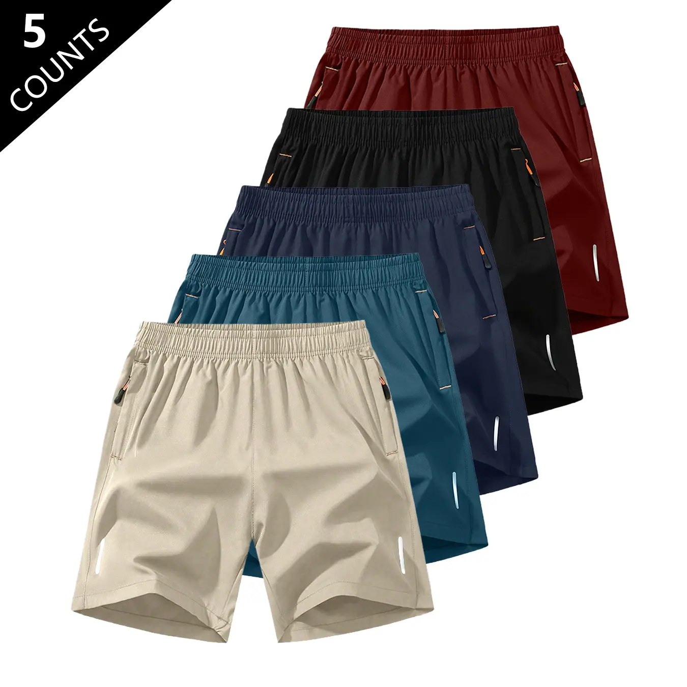 Men's Solid-Color Zipper-Pocket Shorts