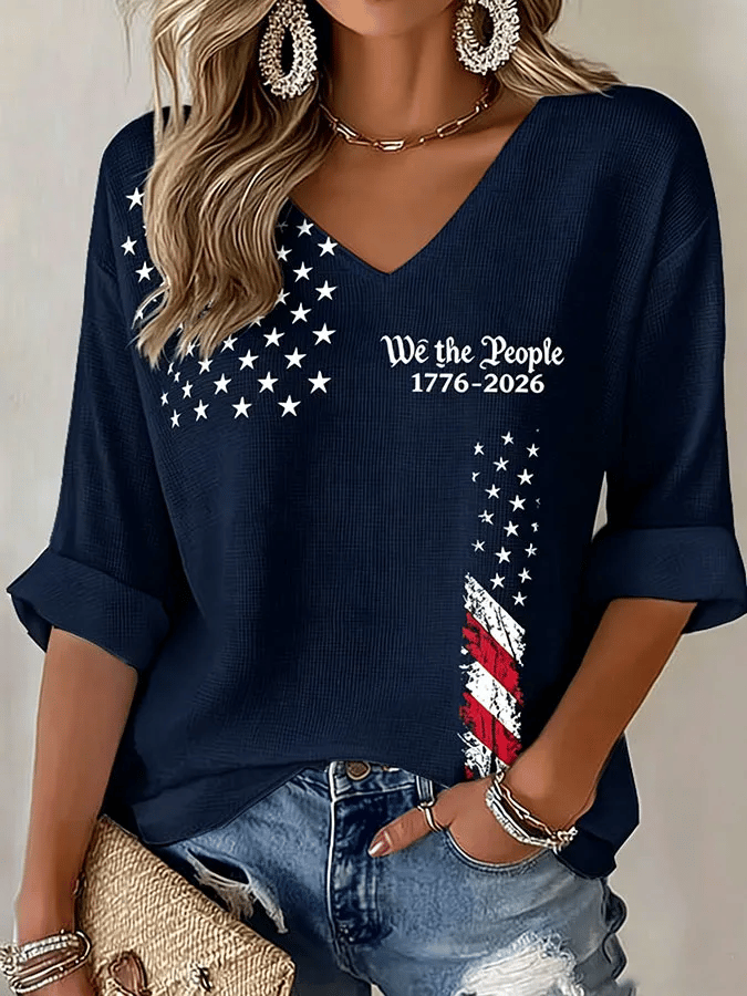 Women's Independence Day We The People 1776-2026 Print T-Shirt