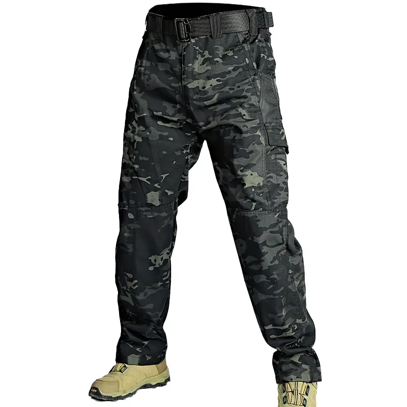 Men's Solid Color Tactical Work Pants,230g/m² new fabric，with Multiple Pockets and Zipper Closures