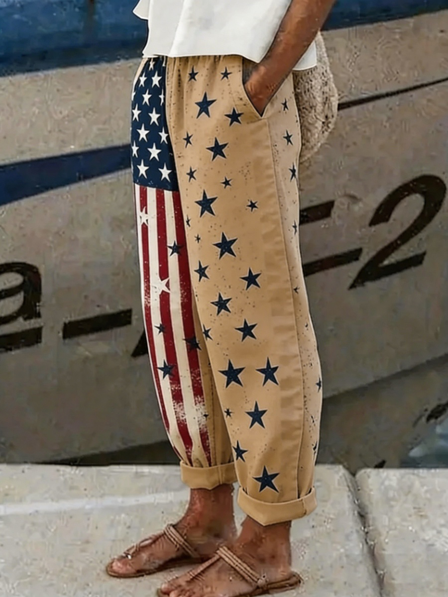Women Striped Long Pants Vintage Spring/Fall Trousers
