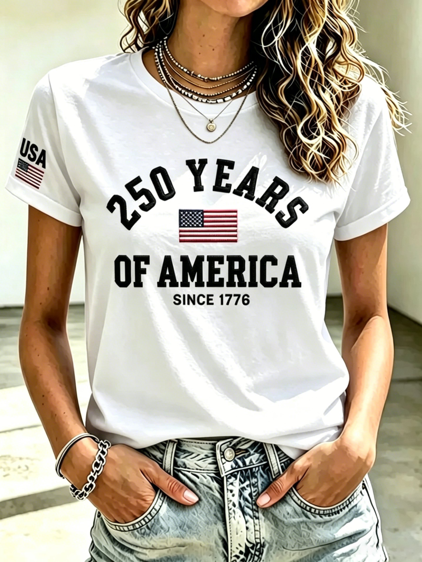 Women's 250th Anniversary of the United States Printed T-shirt